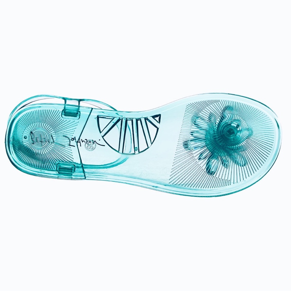 Betsey Johnson Tabby Jelly Sandals Teal Flower - Picture 4 of 6